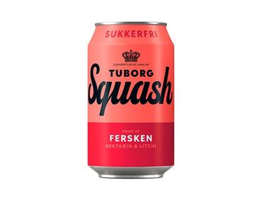 Tuborg Squash Fersken Sukkerfri 33 cl dåse, 24